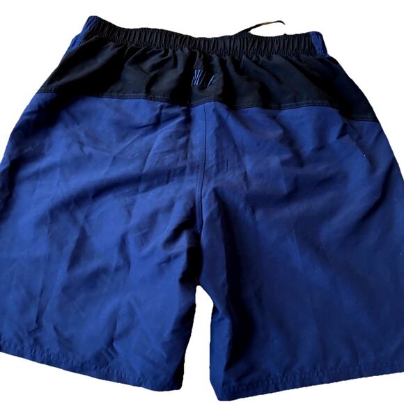 New Nike Swim Trunks Mens Large Navy Blue & Black Gym Shorts Swim Lined Workout - Picture 1 of 8